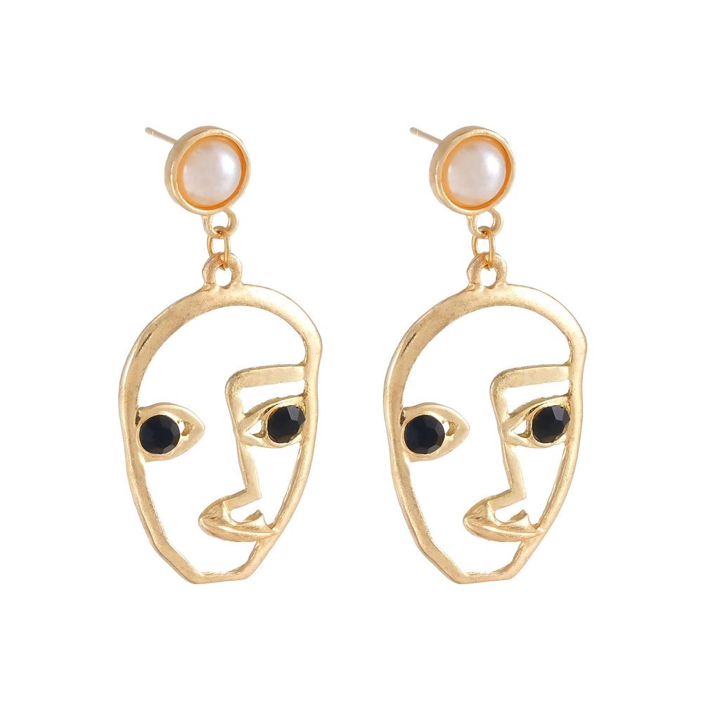 Promotional Earrings, Stylish And Simple Gold Face Contour Stud Earrings 1 Pair