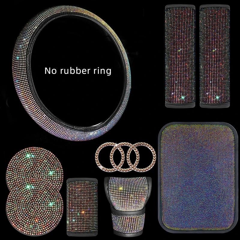 

Набор автомобильных аксессуаров 11 шт., женские чехлы на руль, ручки переключения передач, подлокотники, подставки под сидения, наклейки «Старт-стоп»