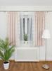 Light Pink Velvet Curtain with White Floral Embroidery 135x160 Cm On a Ribbon
