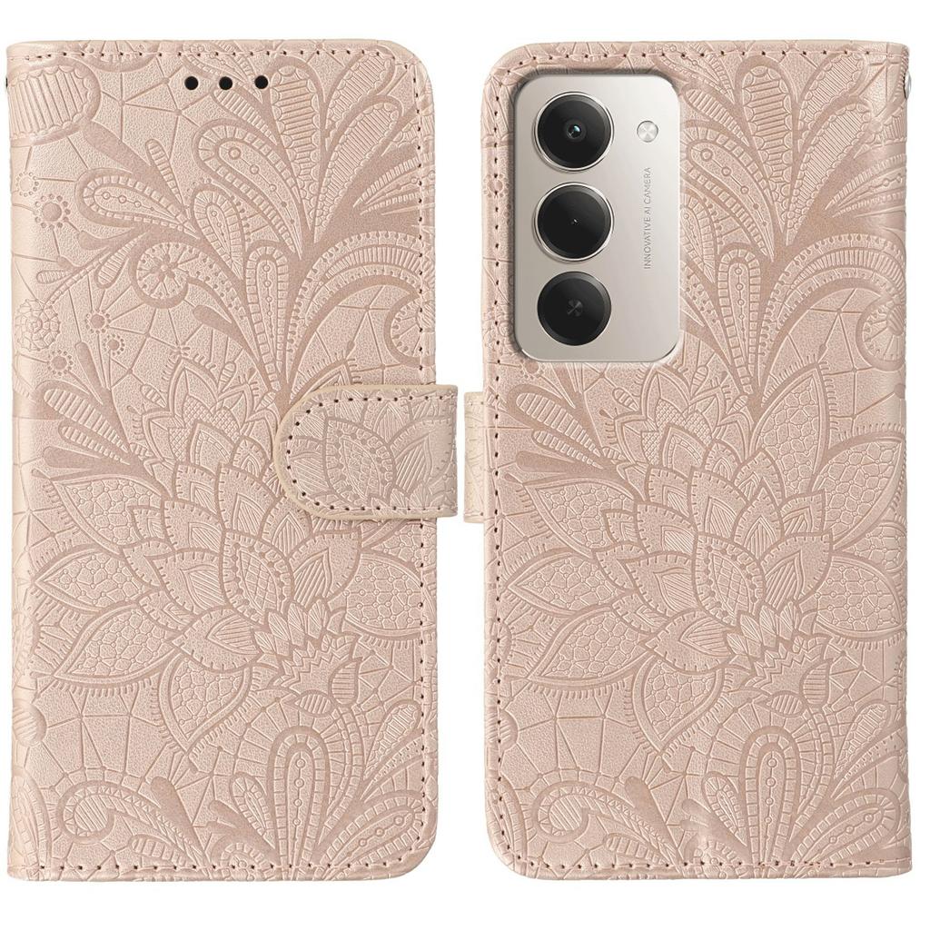 Pro Xiaomi Redmi 15 5G Pouzdro Krajkové Květiny PU Kůže Flip Peněženka Kryt na Telefon