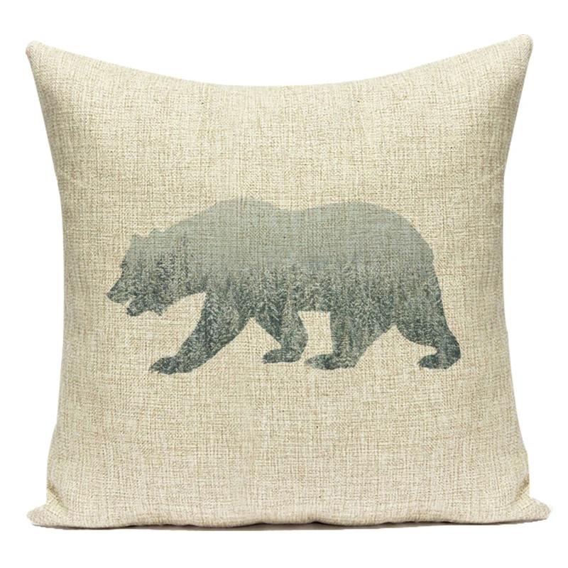 Polyester Black White Animals Horse Deer Bear Geometric Pillow Cover Decorative Sofa Home Cushion Cover For Living Room