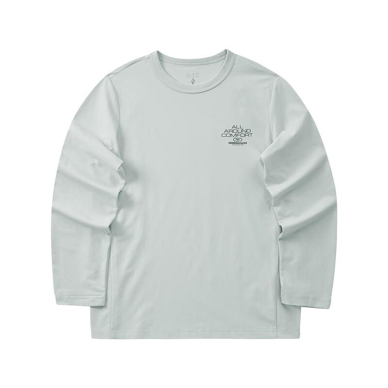 Skechers Outdoor Series Round Neck Pullover Letter Print Long Sleeve T-Shirt Men Tops Dawn-Blue-Gray L324M002-02VP M