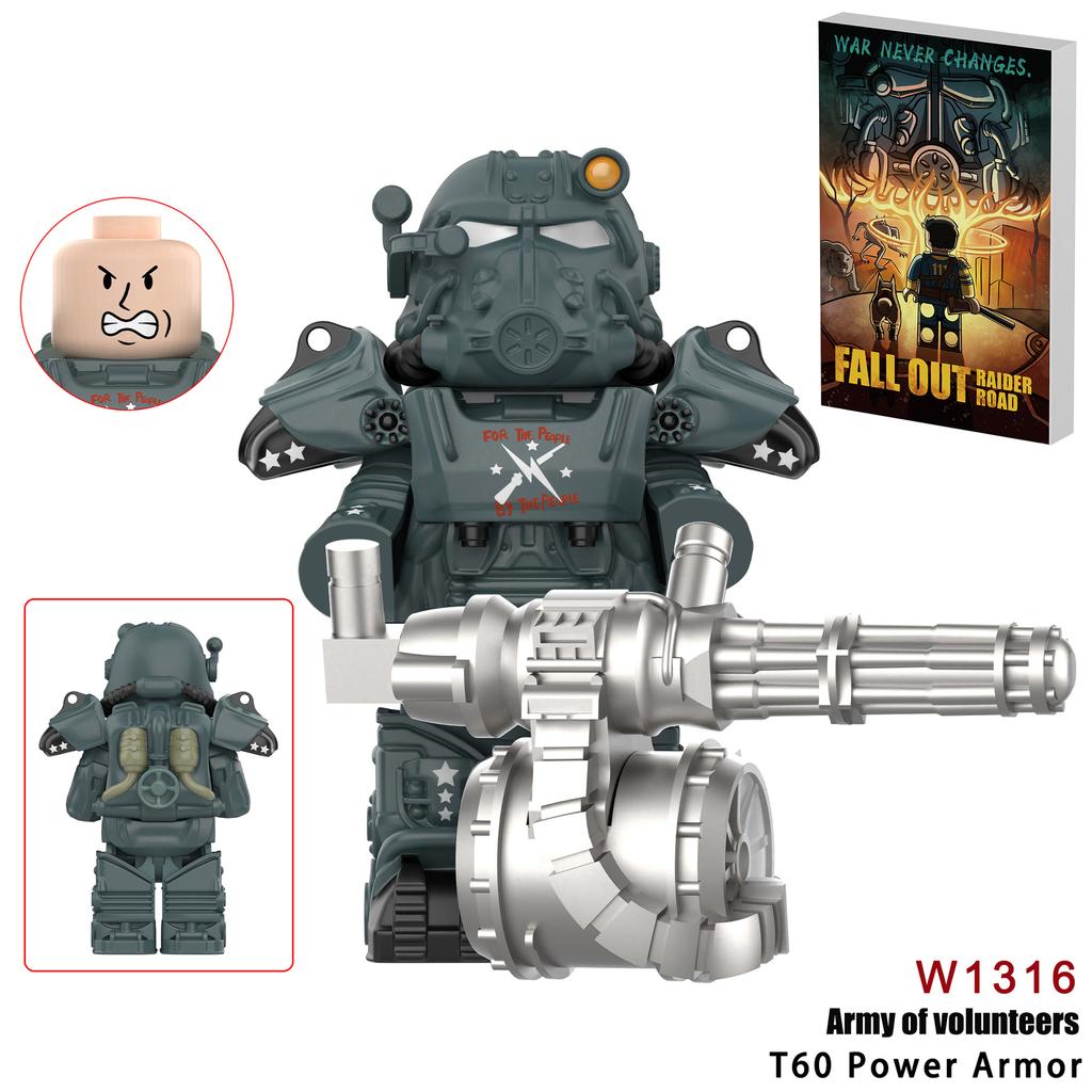 Neueste Bos Game T60 Power Rüstung Armee Offiziere Soldaten Figur Maschinengewehr Modell Bausteine Kinderspielzeug Geschenke Junge Mädchen Juguetes
