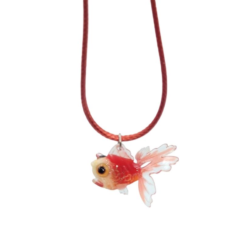 Y2K Resin Goldfish Pendant Necklace for Women Fashion Egirl Punk Clavicle Chain Fashion Jewelry Valentines Day Gifts