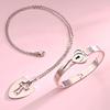 Lock Bracelet & for Key Necklace Set Heart Bangle for Men Women Couple for Titanium Steel Jewelry for Wedding Anniversar