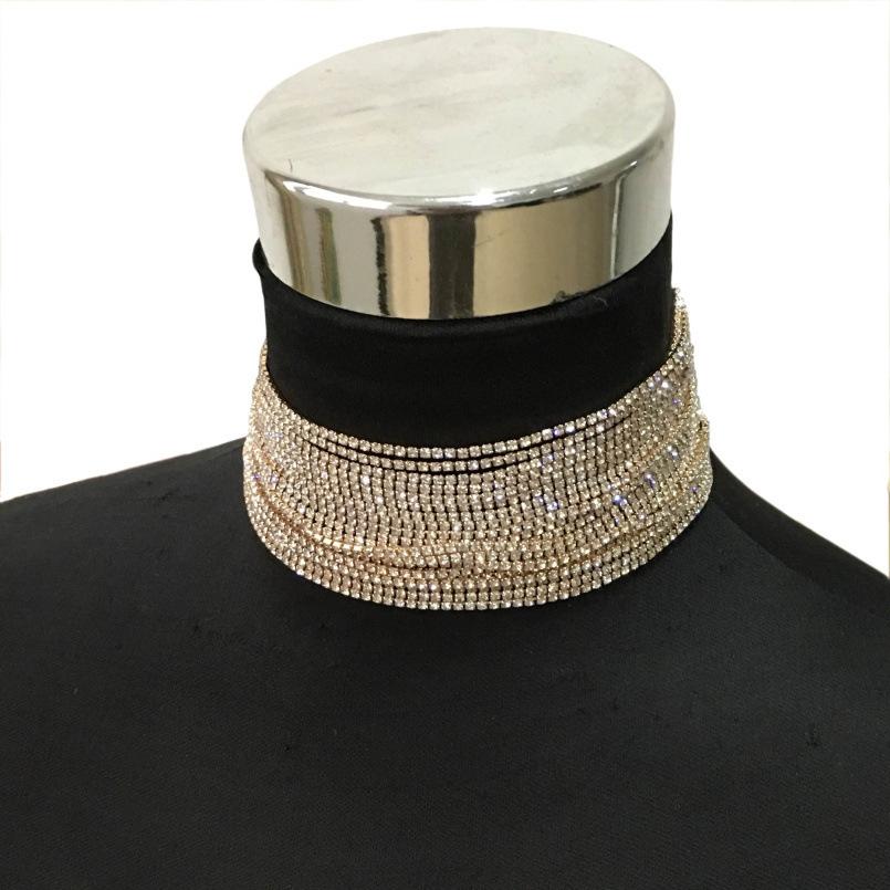 Multi-Layer Shiny Rhinestone Necklace, Simple Multi-Layer Short High-End Clavicle Chain, Exaggerated Personality Chain