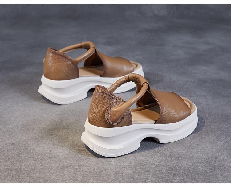 Damen Zehensandalen aus atmungsaktivem Leder - Modische, abriebfeste Strandschuhe