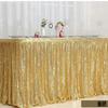 Gold Sequin Table Skirt Pleated Ruffle for Round/Rectangle/Square Table for Baby Birthday Party Banquet Wedding Christmas.