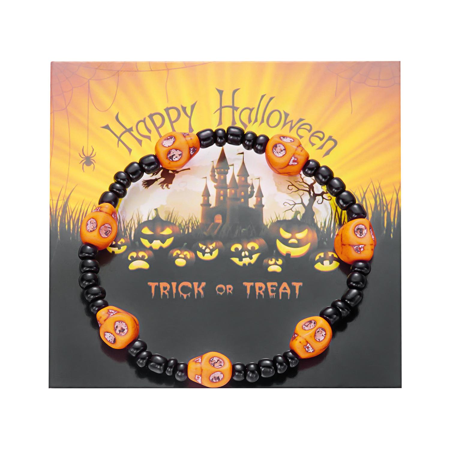 

Halloween Classic Colorful Skull Head Beaded Bracelet for Women Handmade Rice Beads Elastic Bracelet Party Daily Jewelry Gift