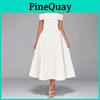 Elegantes Off-Shoulder A-Linien-Kleid Mit Hoher Taille Für Freizeit Und Täglichen Gebrauch