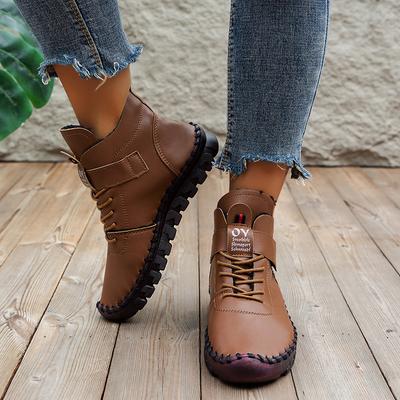 Damesschoenen Plus Fluweel Warme Hoge Katoenschoenen Winter Handgestikt Zachte Zool Platte Zool