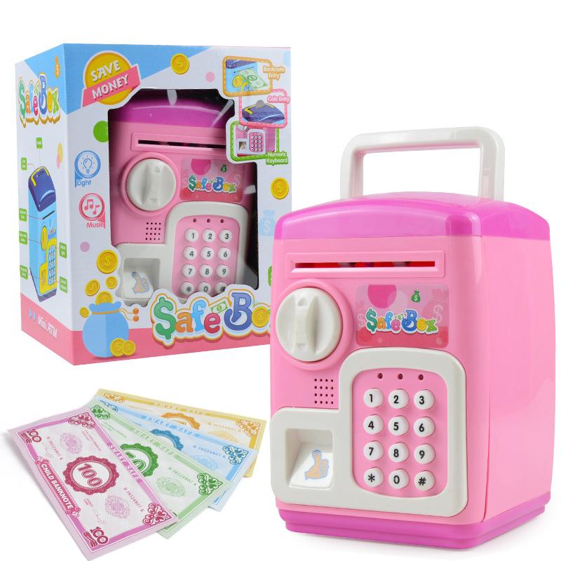Children'S Password Piggy Bank, Cartoon Atm Piggy Bank, Automatic Money Roll Smart Fingerprint Safe Toy