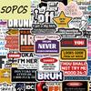 50pcs Adult Funny Humorous Text Series Stickers, Suitable for Decorating Tablets, Suitcases, Water Bottles, Waterproof Stickers