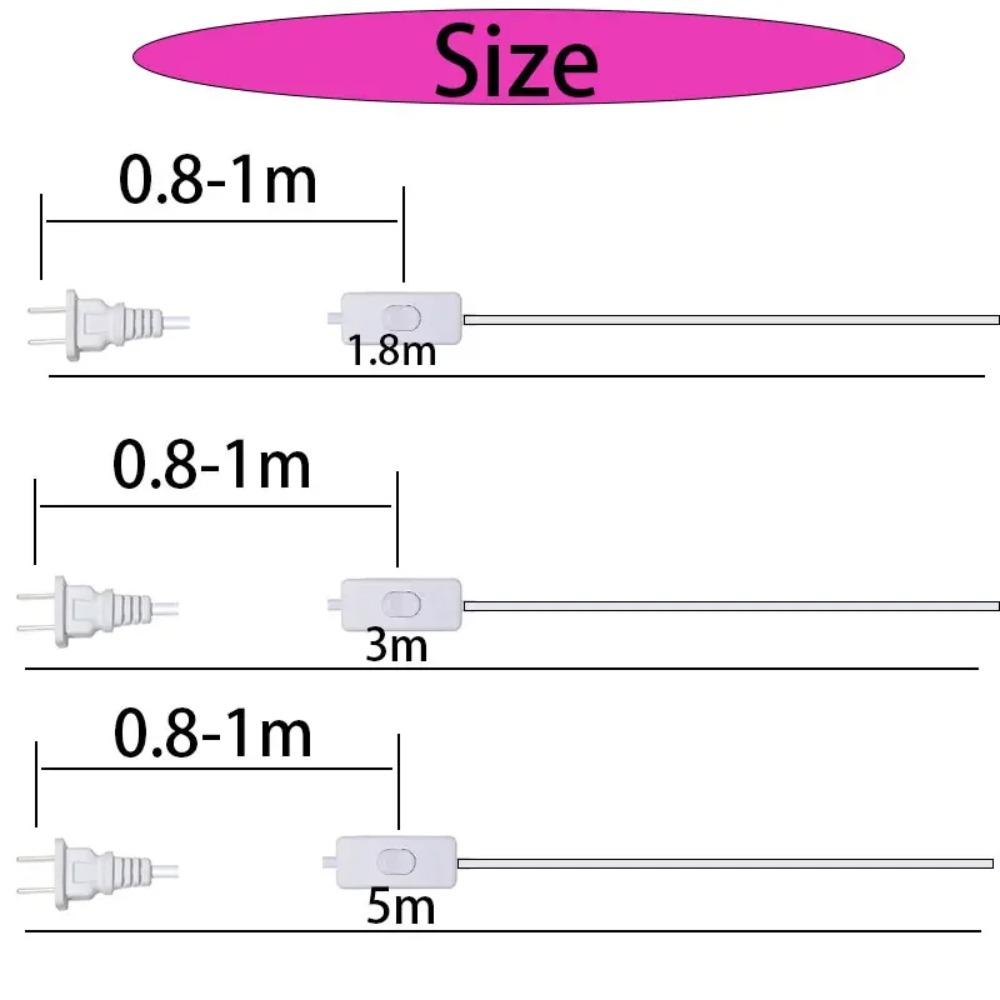 Black/White EU/US Pulg Electric Wire Lamp Switch Cable International Standard Power Cord with Switch Plug Copper Wire