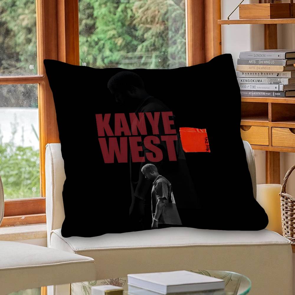 Rap Singer KKanyeS WWestS Pillow Covers Cartoon Sofa Decorative Home Doublesided Printing Short Plush Cute Cushion Cover