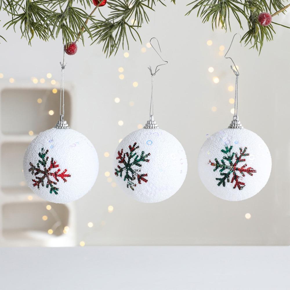 

3PCS/SET Cartoon Christmas Hanging Ball Flocked Xmas Tree Hangings Holiday Decor Style B