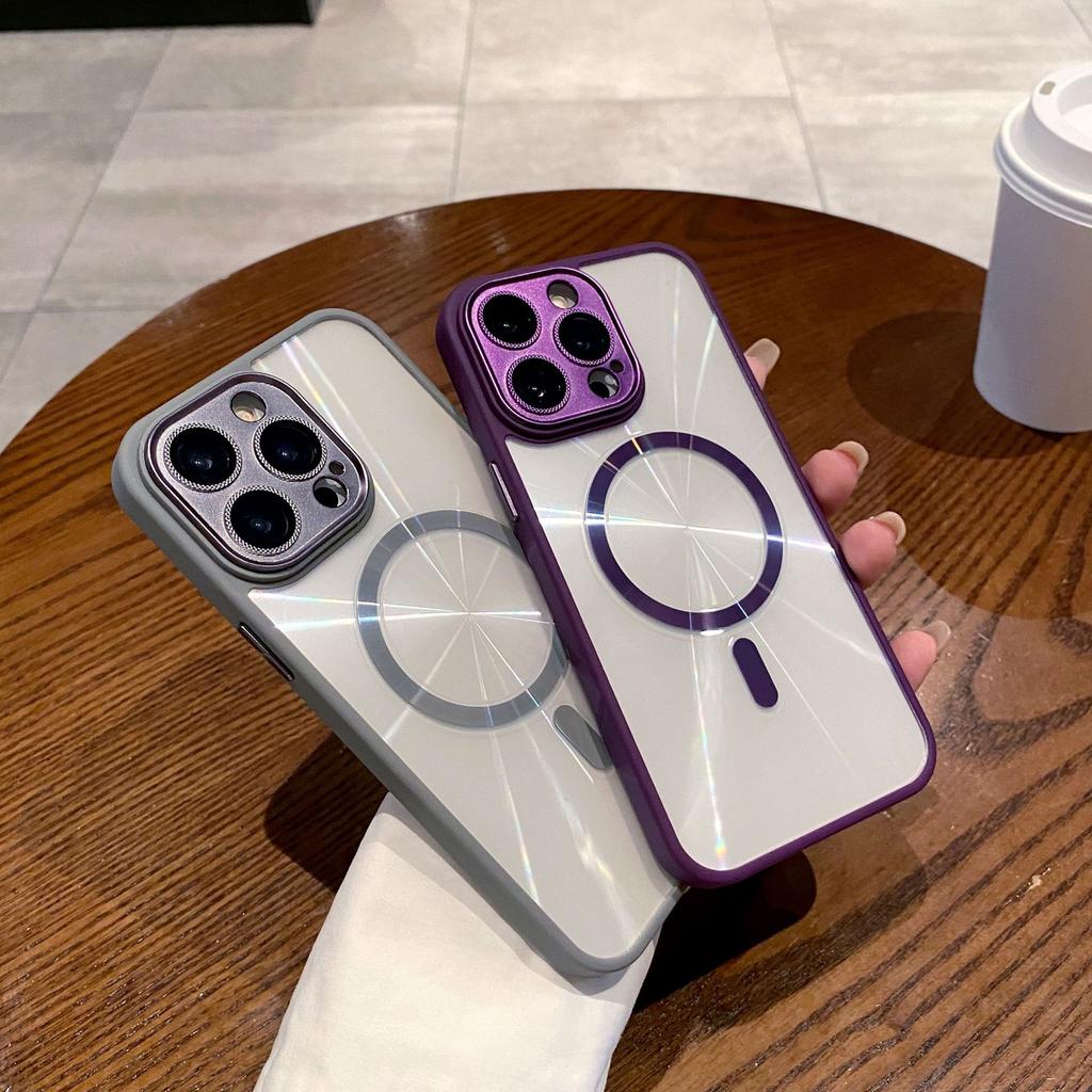 Cd-patterned Aurora Laser Magnetic Attraction, Suitable for Apple 15promax Phone Case, IPhone14 Full Cover, Anti-drop 13 Transparent