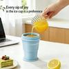 2 In 1 Foldable Silicone Ice Ball Maker Drinking Cup Build-in Straw Ice Ball Mold Travel Mug Portable for Juice &Cocktails Summer Kitchen Tools