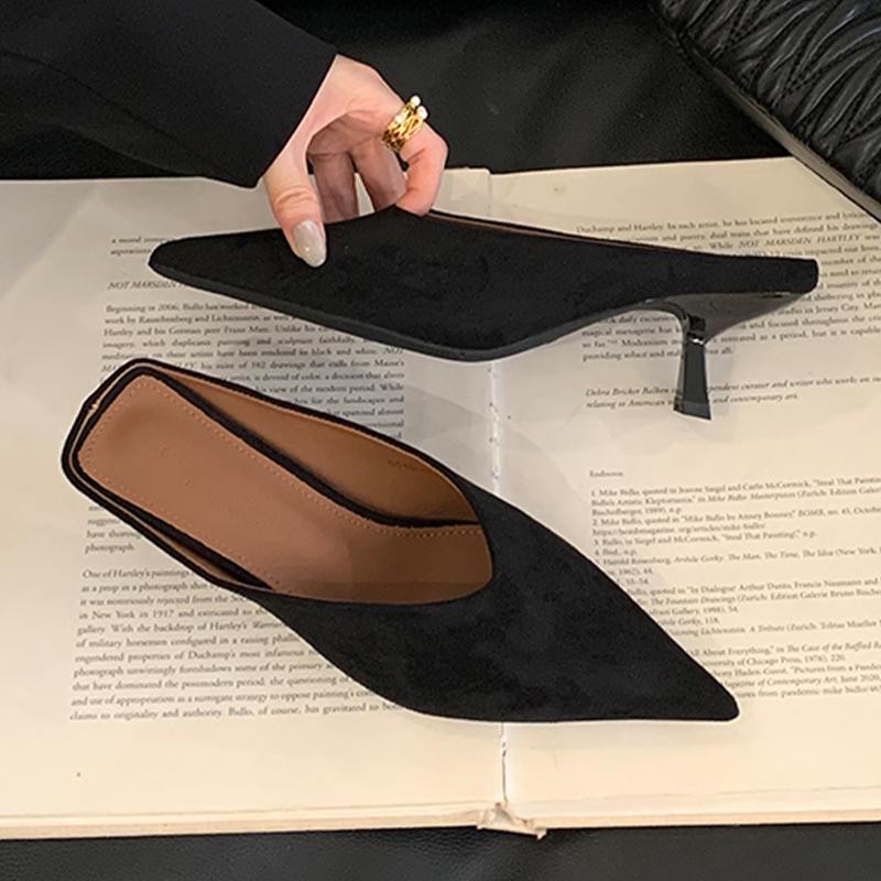 Pointed Toe Women Slippers High Heels Luxury Dress Mules Shoes Sexy Pumps 2025 Summer Elegant Designer Zapatos De Mujer