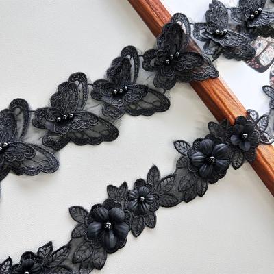 Eugen Garn Stickerei Rock Kopfschmuck Haaraccessoires Dekorative Aufkleber Barcode Spitze Doppelstickerei Schmetterling Perlen Spitze
