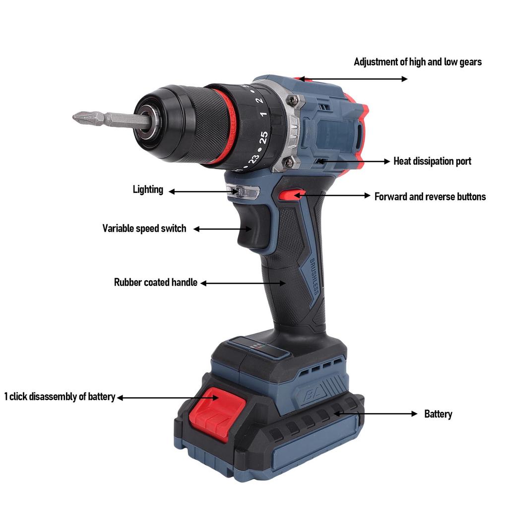 Cordless Drill Kit 1500rpm Multifunctional 25 Torsions Hand Drill Kit for House Maintenance Handyman Cordless Drill Tool Kit