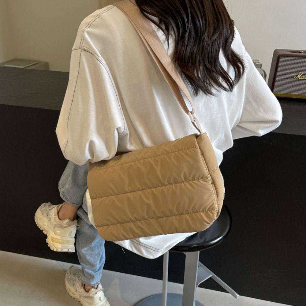 Gesteppte Nylon Gepolsterte Schultertasche Koreanischer Stil Baumwollgepolsterte Umhängetasche Reise
