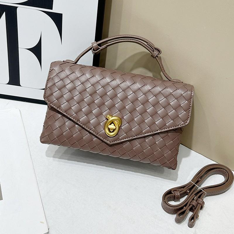 High-end Light Luxury Handbag Authentic Leather Hand-woven Bag 2025 Fashionable Cowhide Square