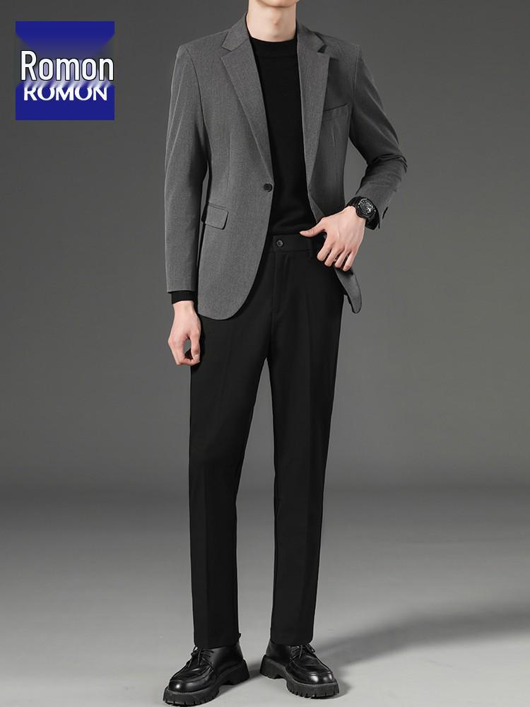 Romon Men's Two-Piece Blazer Jacket Suit: Business, Formal, Casual, Wedding Attire 2025.