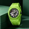 Orologio da Polso Meccanico Automatico da Uomo Scheletro Vuoto Luminoso Impermeabile Sportivo Cinturino in Silicone