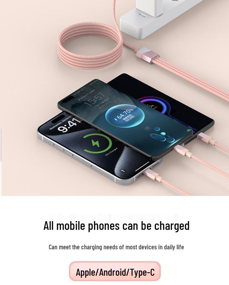 Fast Charging 3-in-1 Braided Cable for Apple Devices