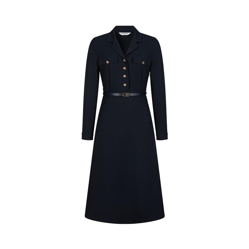 Jiu Zi Annaco Women's Elegant Lapel Waist Slimming Dress