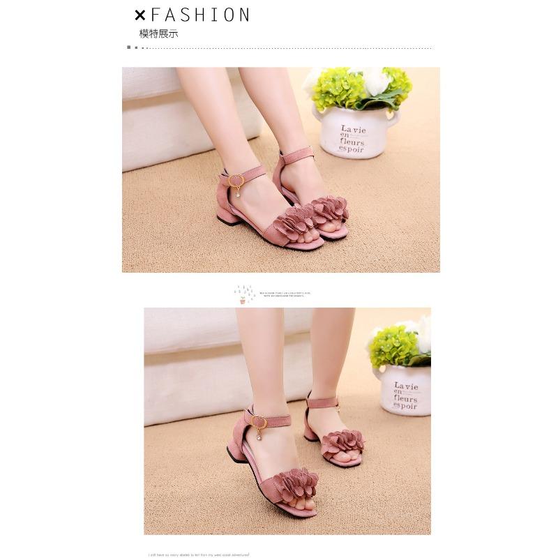 Nový styl dívčí sandály, módní princeznovské boty, měkká podrážka nízký podpatek otevřená špička římské sandály pro větší děti, dívčí školní boty