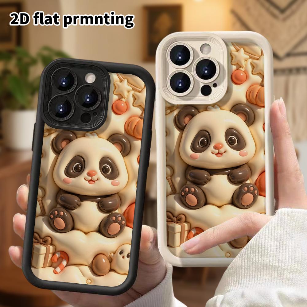 Phone case: 2D flat, suitable for iPhone 18 17 16 15 14 13 Pro protective case, Christmas panda, perfect holiday gift for Christmas and Halloween