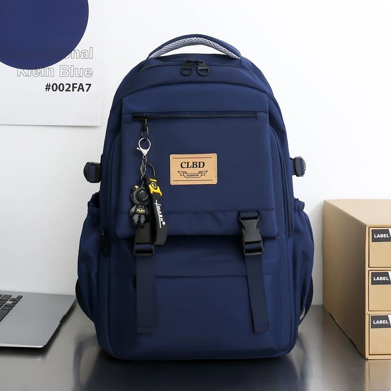 

Простой большой вместительный мужской и женский рюкзак для школьников, компьютерная сумка темно-синий