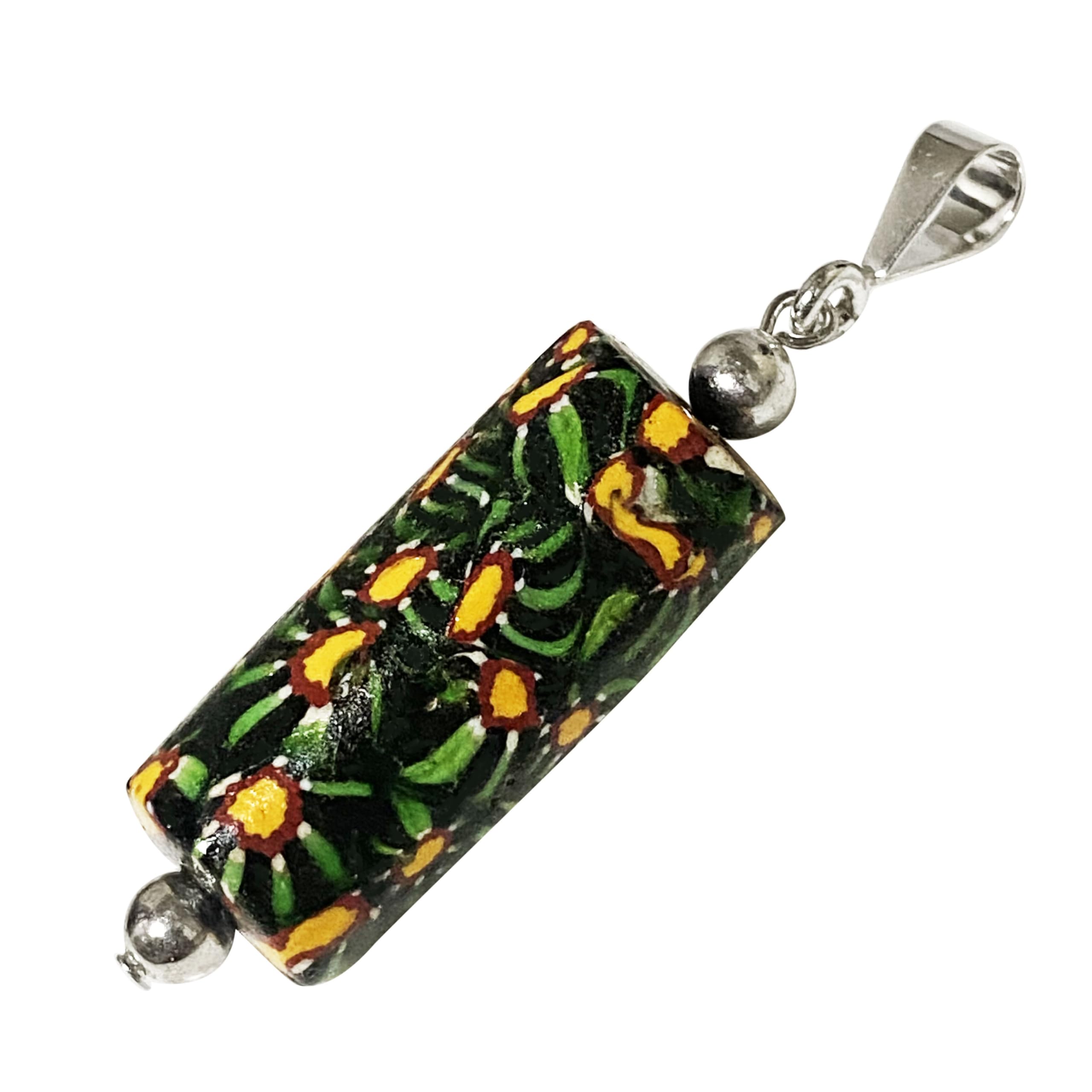 

Venetian Lampwork Bead Antique Bead SILVER925 Pendant Top Millefiori Venetian Trade Bead Pendant Top Antiquebeads Tropical Handmade Bead Lampwork
