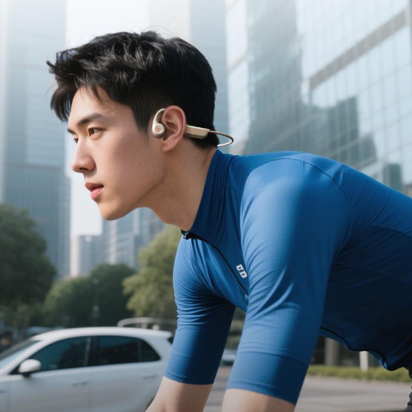 Aigo Bone Conduction Bluetooth Sports Headphones, IP56 Dust And Water Resistant, Open-Style, Long Battery Life, G03 Beige