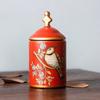 Ceramic American Rustic Style Tea Canister Bird Printing Candy Pot Kitchen Storage Jar Sugar