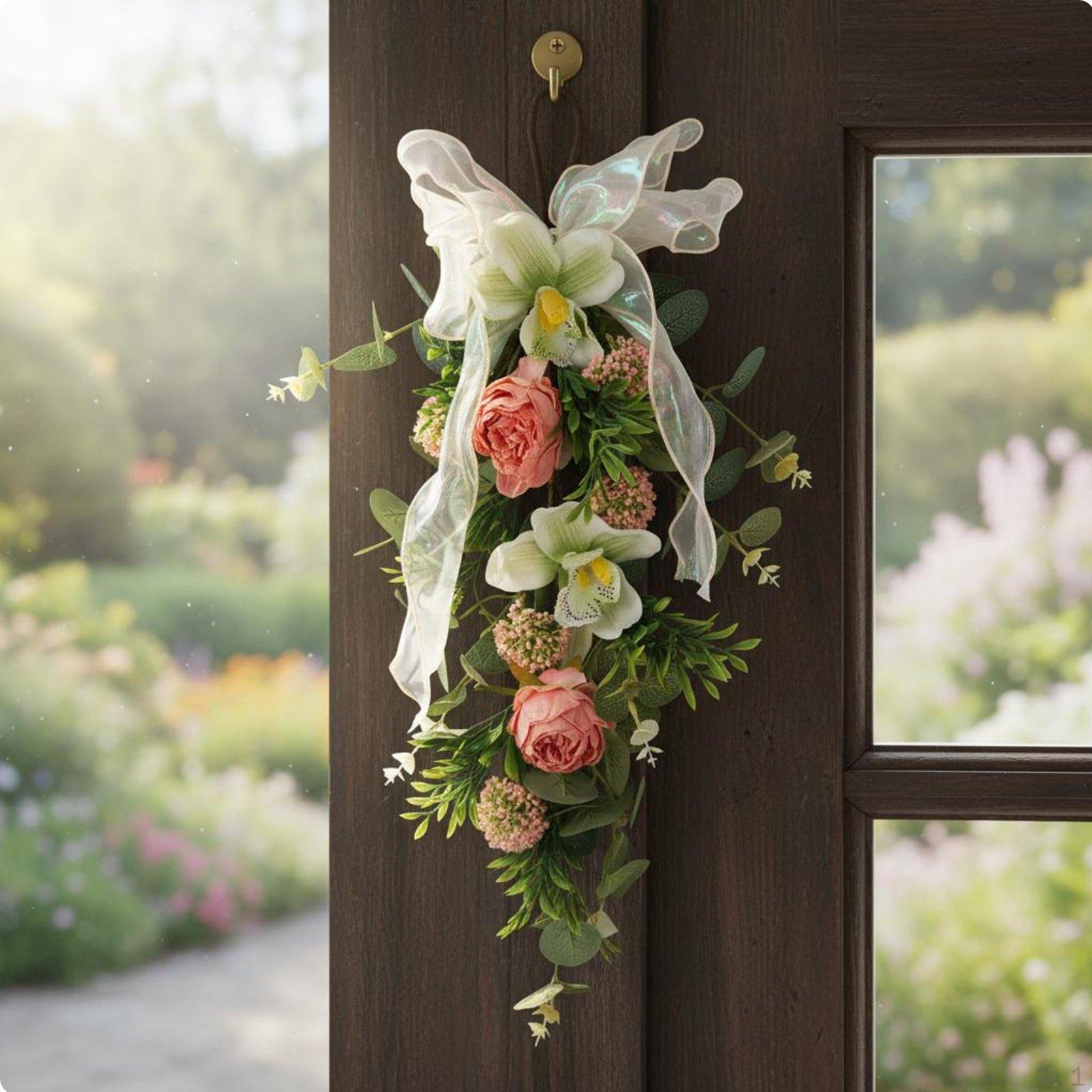 Artificial Flower Swag Wreath for door Hanging Floral Arrangement Reusable