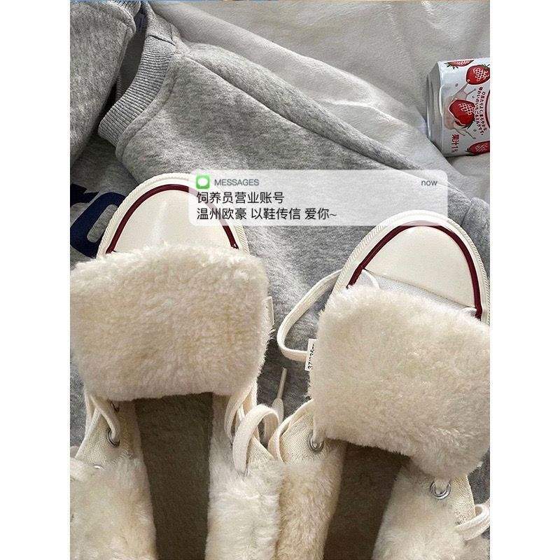 Niche Shoes Children's Winter Velvet Canvas Shoes 2025 Autumn and Winter New Students Korean Version Warm and Thickened Two Cotton Shoes