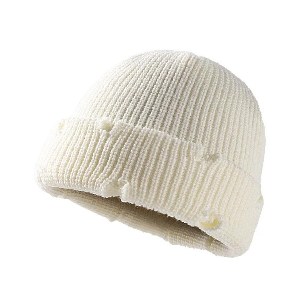 Warm Keeping Short Knit Beanie Acrylic Men Women Knitted Hat Fashion No Brim Warm Hat  Daily