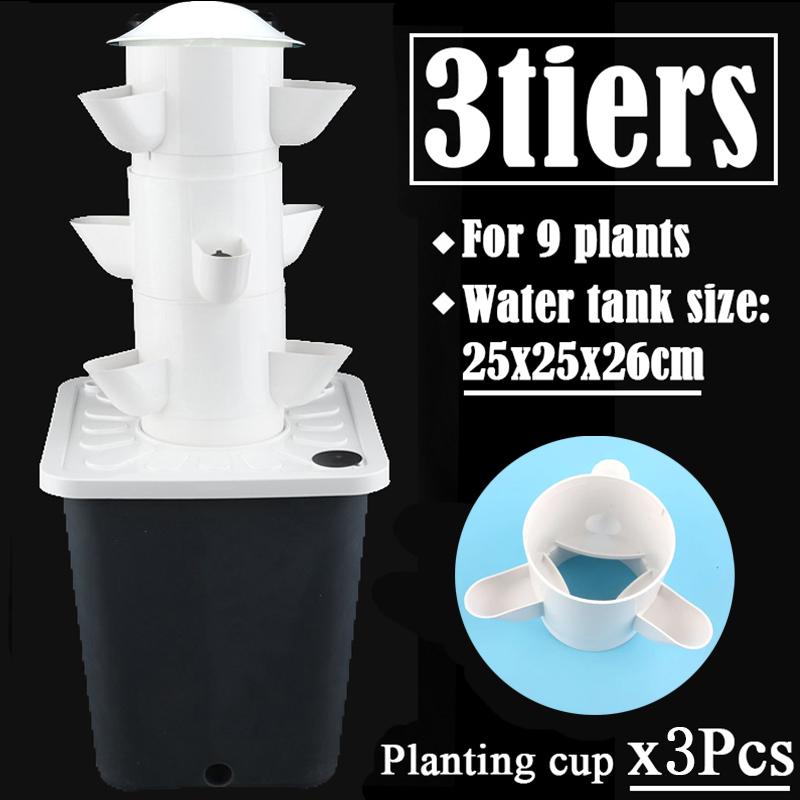 Home Balcony Vertical Tower Planter 3/5-Hole Vegetable Hydroponic Growing System DIY Garden Soilless Cultivation Equipment