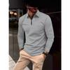Men's Long Sleeve Polo Shirt Quarter-Zip Collared Solid Color Business Casual Top Pullover Golf Shirt Tee Tops