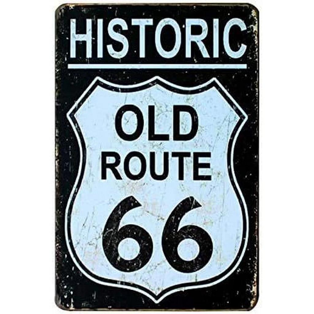 USA Route 66 Metal Signs Wall Poster Plaque Warning Sign Vintage Iron Painting Decoration for Home Cafe Living Room Club Bar