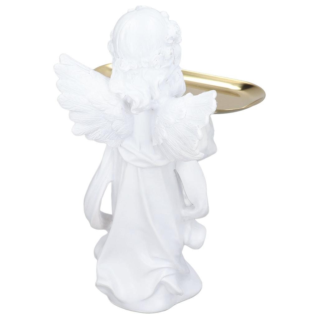 Engelfigur Synthetisches Harz Dekorative Schmuckaufbewahrung Engels-Skulptur mit Legierungsablage für