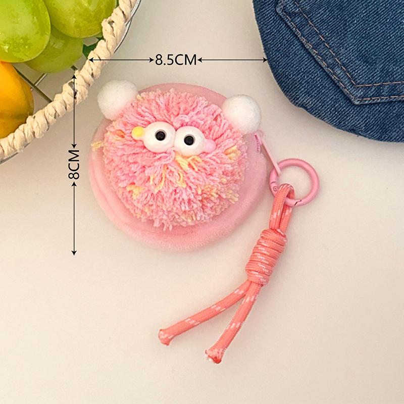 Creative Cute Fur Ball Coin Purse Cartoon Plush Doll Earphone Bag Key Pendant Backpack Hanging Decoration Couple Gifts