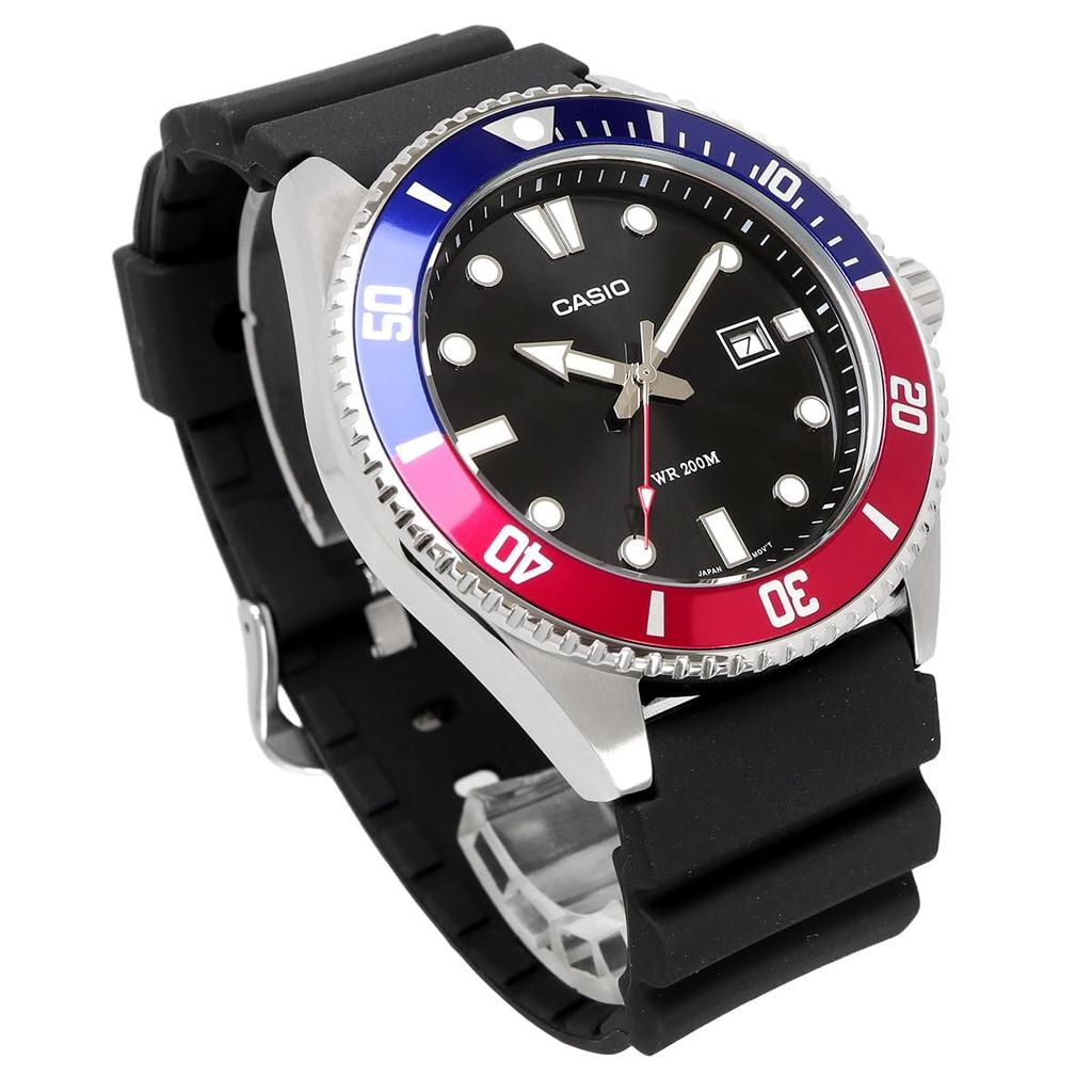 Casio Standard Analog Sports 20 ATM Water Resistant Watch Blue X Red Bezel Urethane Band Original Box Included Overseas Model [Casio] MDV-107-1A3V
