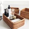 Natural Rattan Storage Baskets, Rectangular Woven Fruit Baskets, Wicker Decoration and Organizer for Bathroom, Living Room