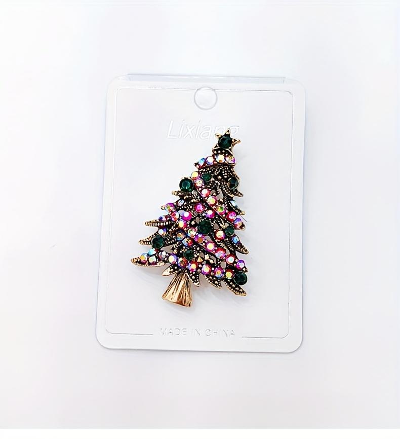 Sparkling Gemstone Xmas Tree Brooch. Golden Elegance for Dresses & Coats. Festive Year-Round Gift. Shop Now!
