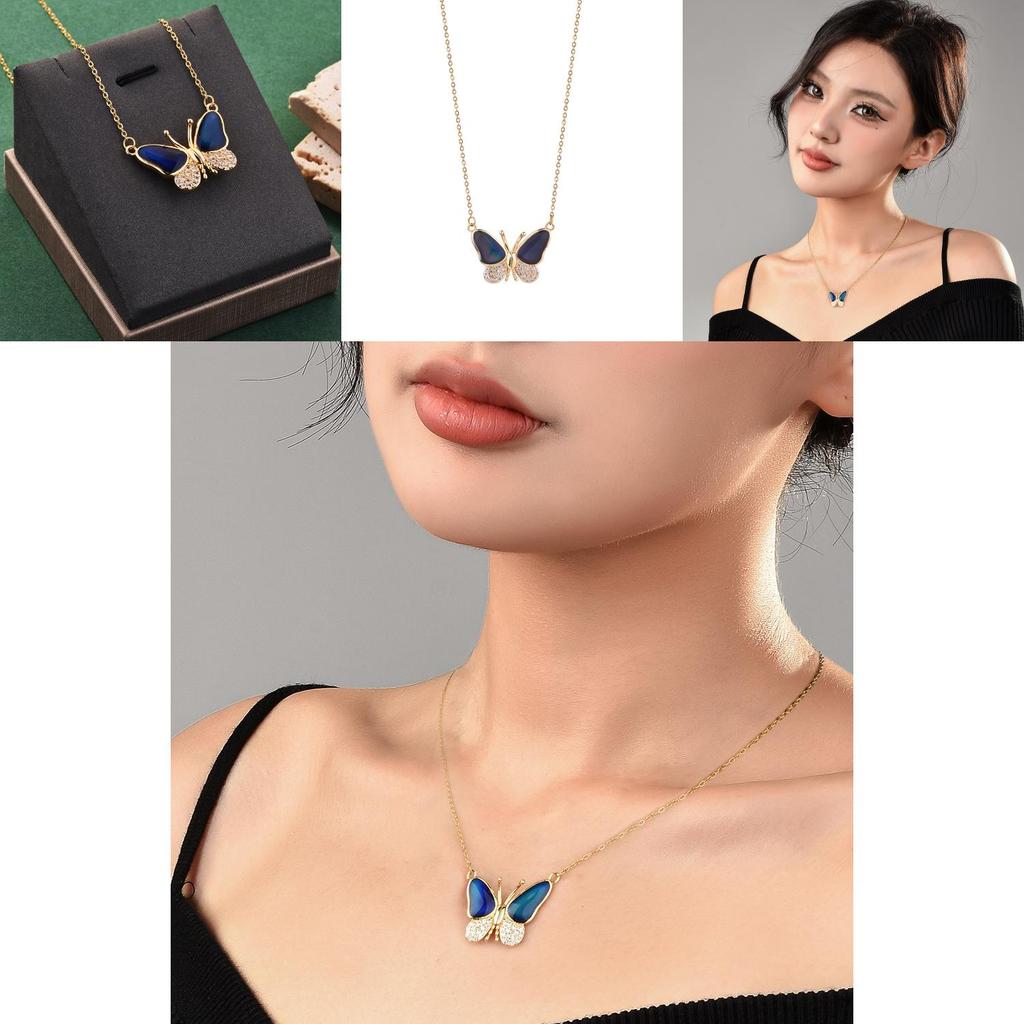 Fashionable Color Changing Butterfly Necklace Crafted From Durable Titanium Steel