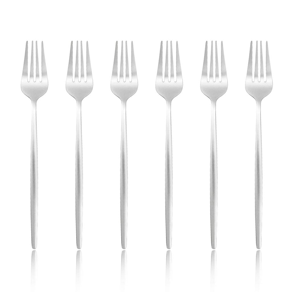 Silvere/Guldfläck Bestick Modern 6 st Rostfritt Stål Middagsgaffel 8,2 Tum Camping Middagsservis Set Bordsartiklar Ätredskap